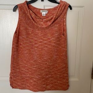 Coldwater Creek Orange Cowl Neck Sweater Relaxed Fit Knit